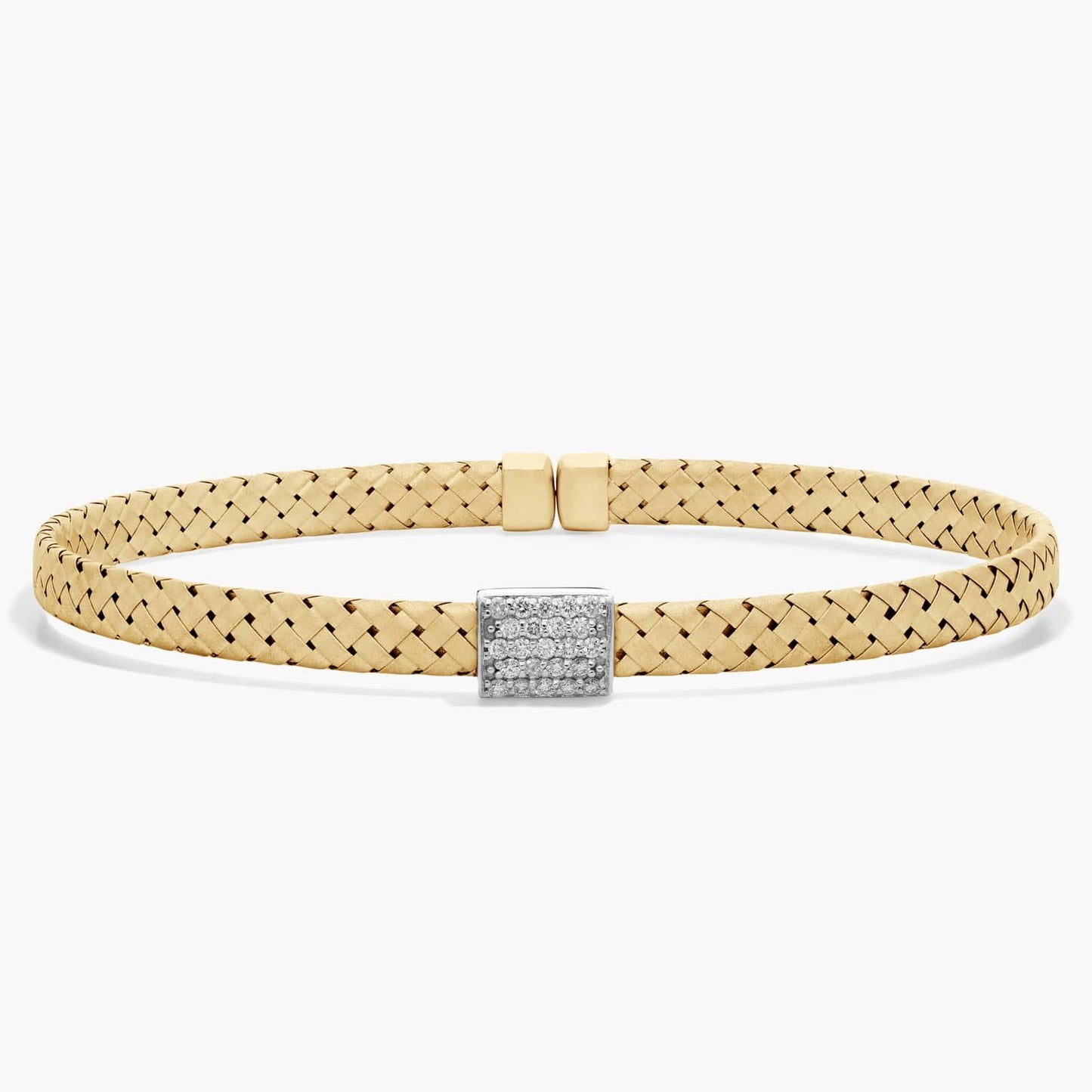 Two-Toned Woven Pavé Diamond Bead Bracelet