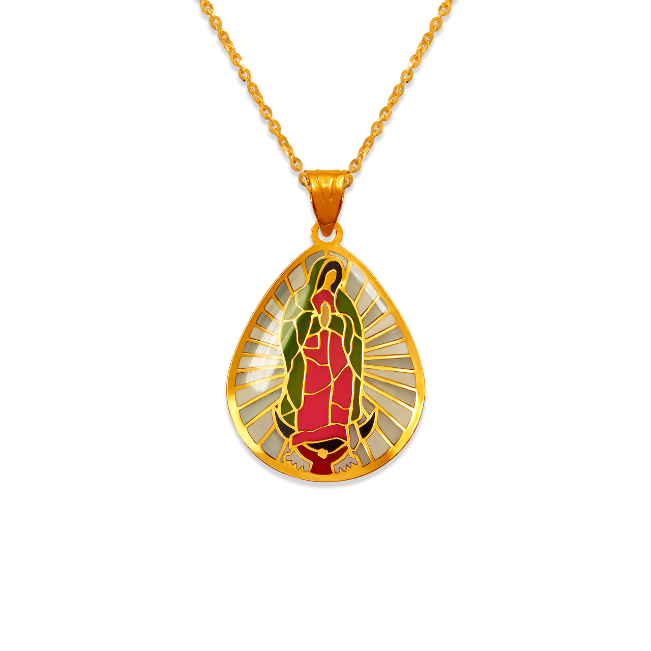 Teardrop Guadalupe Enamel Pendant