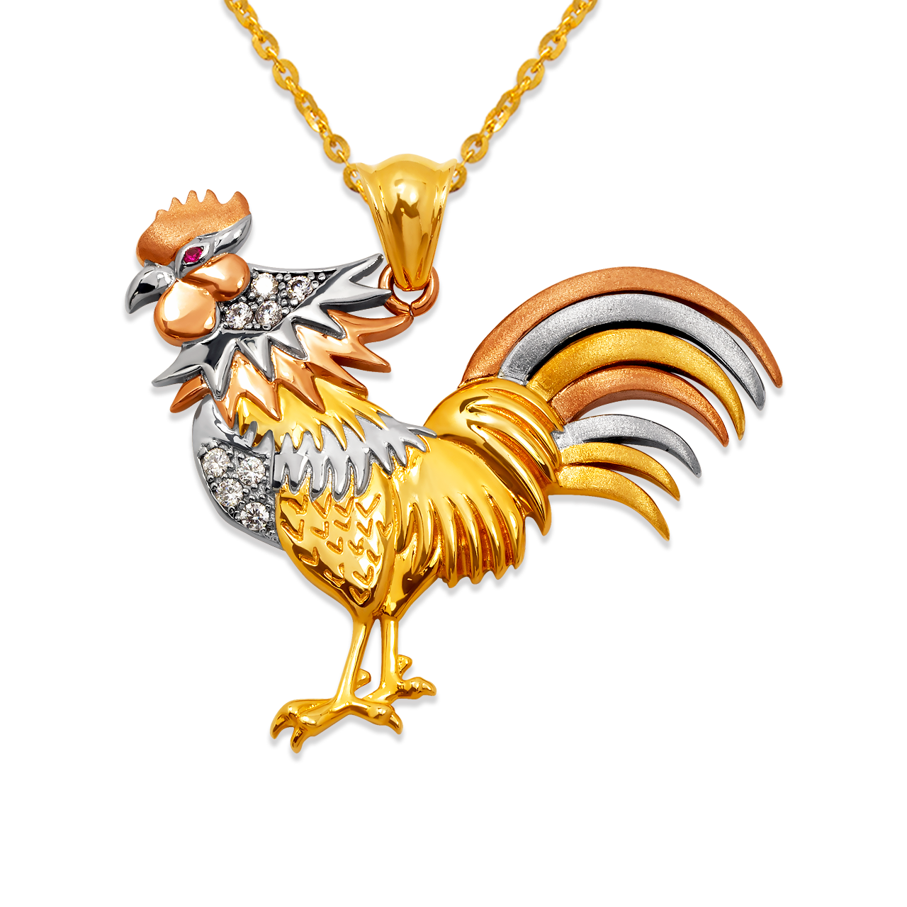 Fancy Rooster CZ Pendant