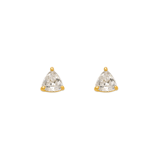 Rounded Triangle Cut CZ Stud Earrings