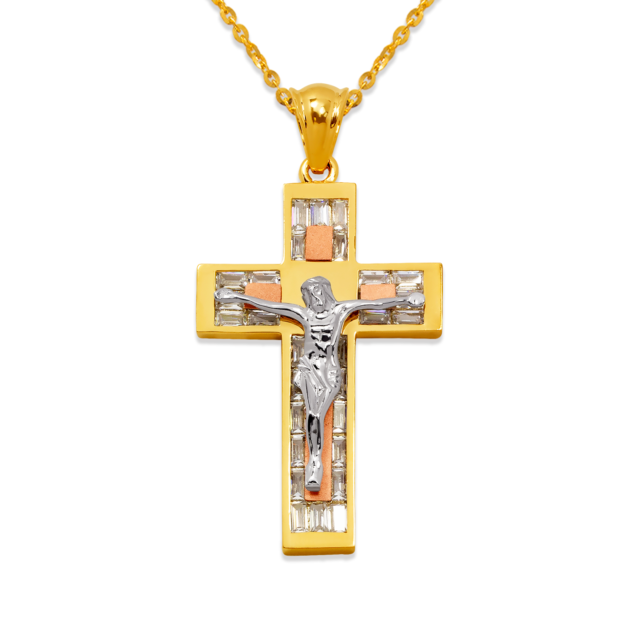 Fancy Jesus Cross CZ Pendant