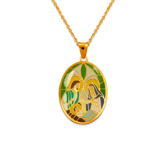 Oval Baptism Enamel Pendant