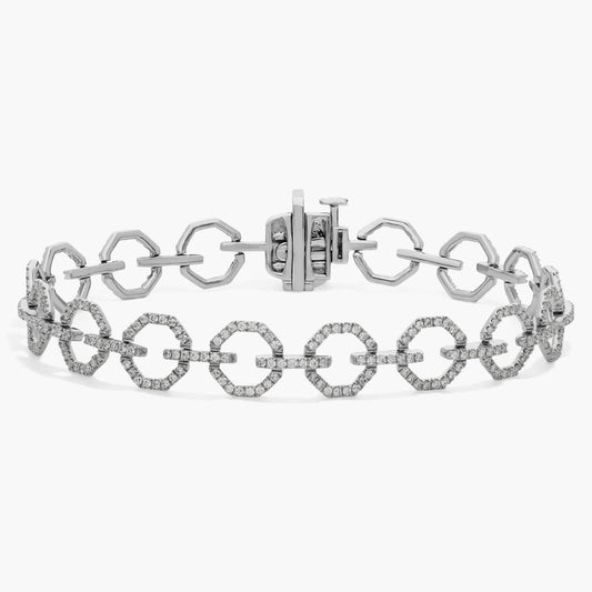 Pavé Diamond Octagon Link Bracelet