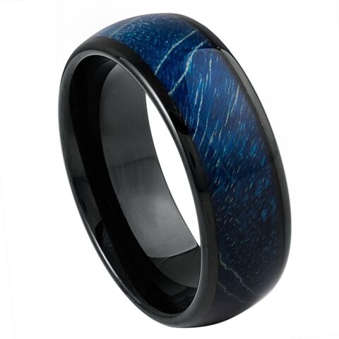 Black IP Domed Azure Stabilized Wood Resin Inlay