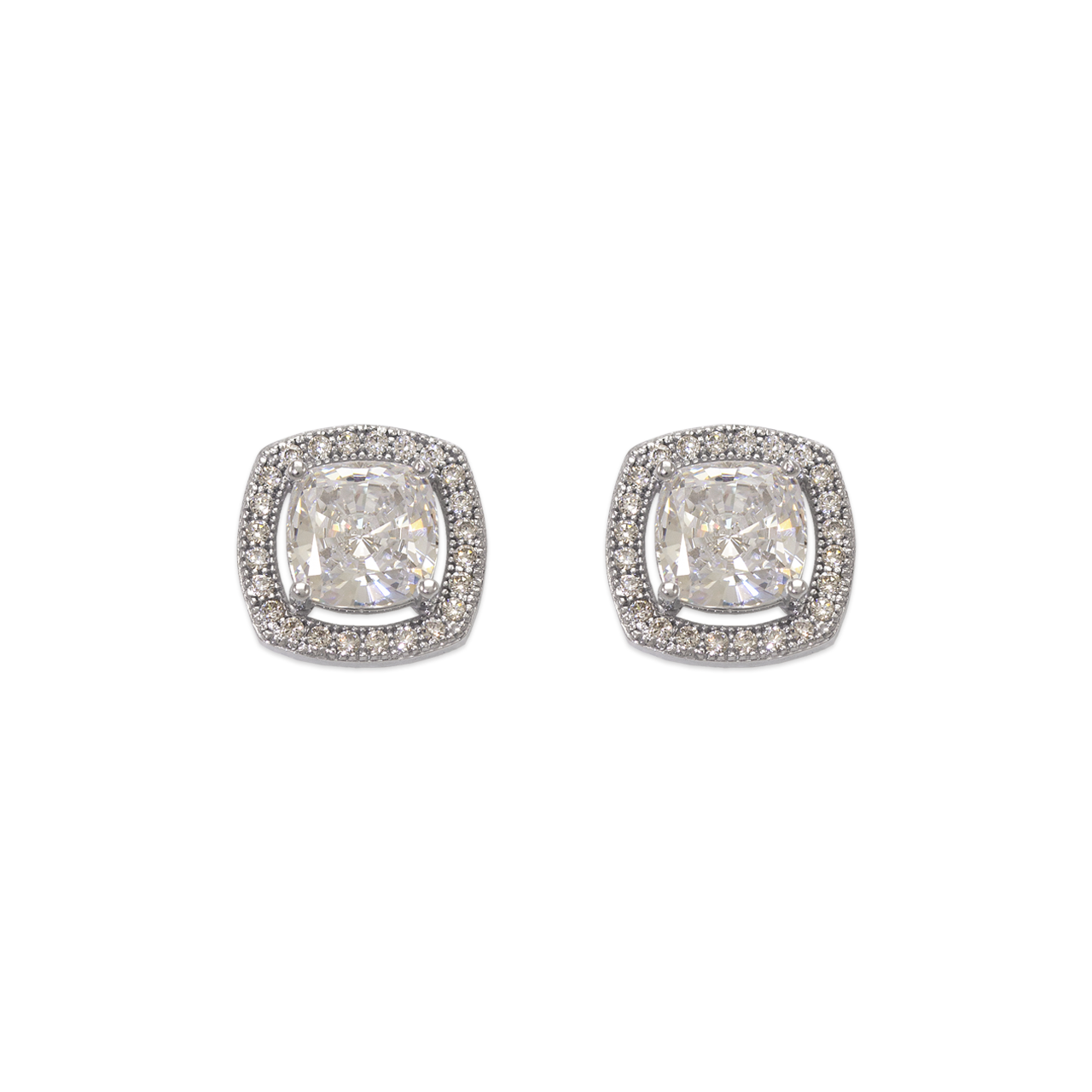 Fancy Cushion Cut CZ Stud Earrings