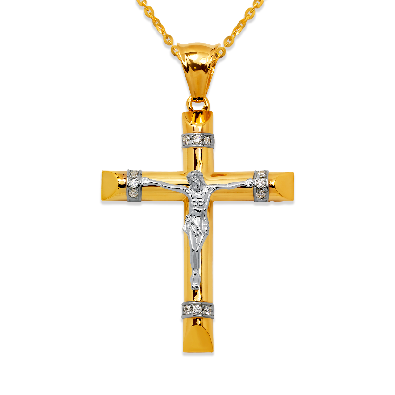 Fancy Jesus Cross CZ Pendant