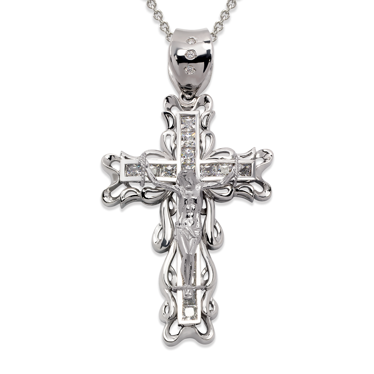 Fancy Jesus Cross CZ Pendant