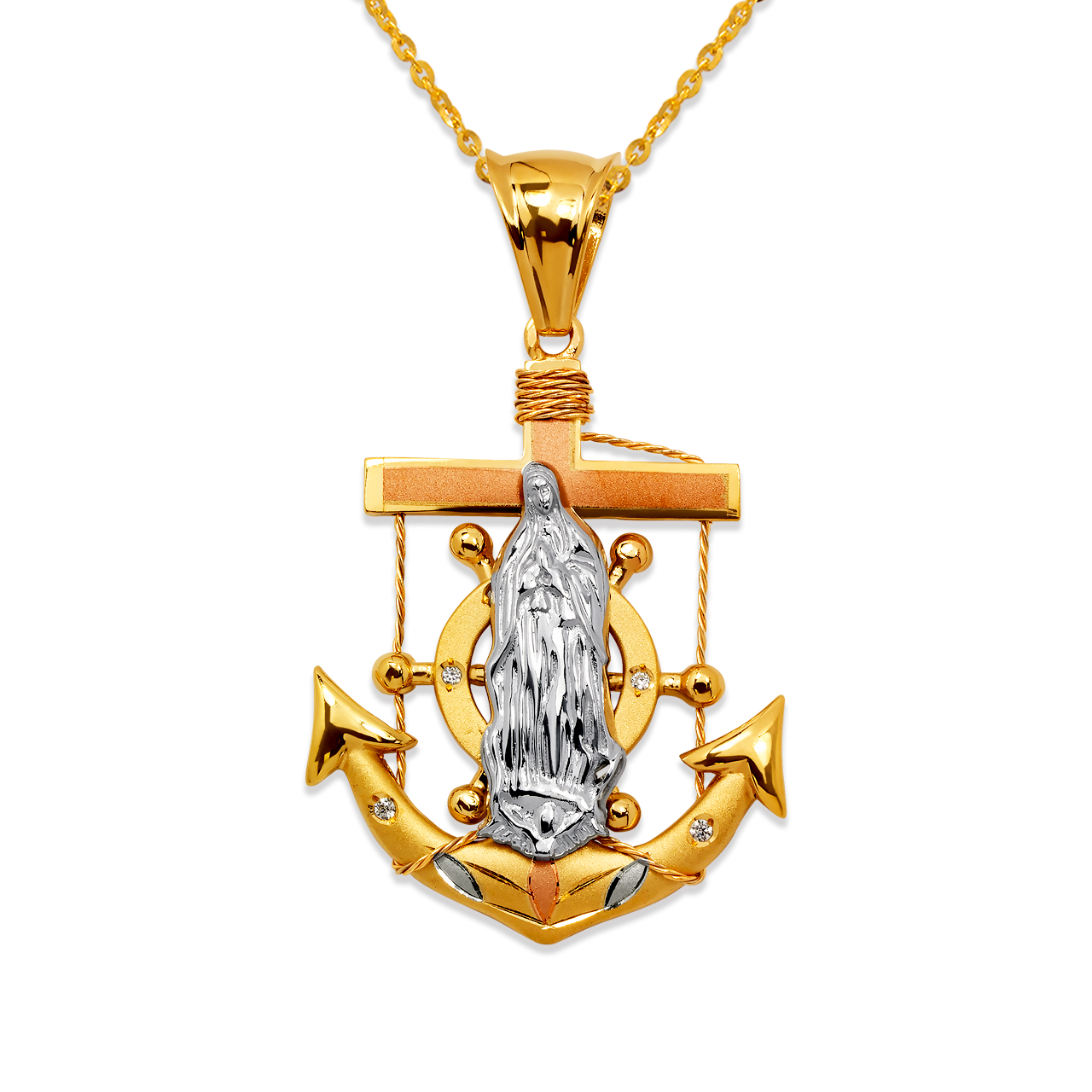 Fancy Guadalupe Anchor CZ Pendant