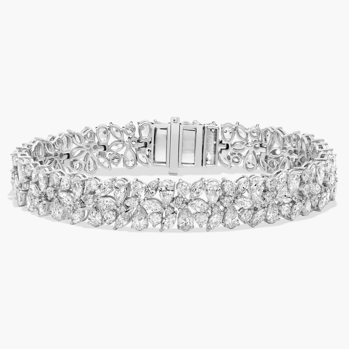 Fancy Shape Cluster Diamond Tennis Bracelet