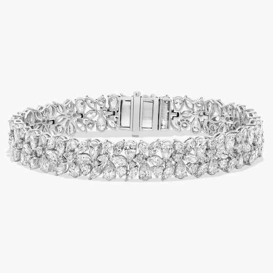 Fancy Shape Cluster Diamond Tennis Bracelet