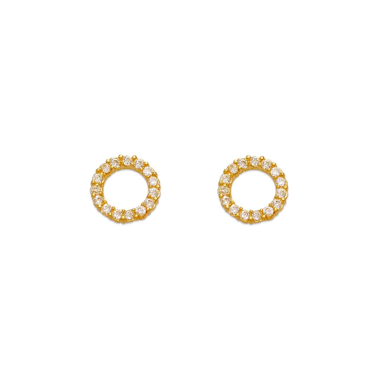 Circle Pave CZ Stud Earrings