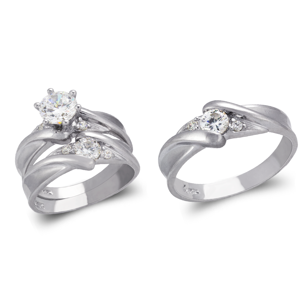 White Wedding Trio Ring Set