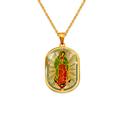 Oblong Guadalupe Enamel Pendant