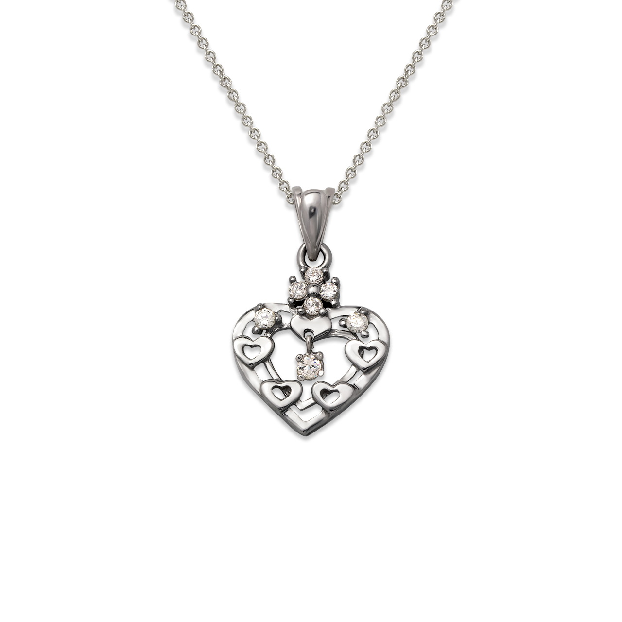 High Polished Heart CZ Pendant