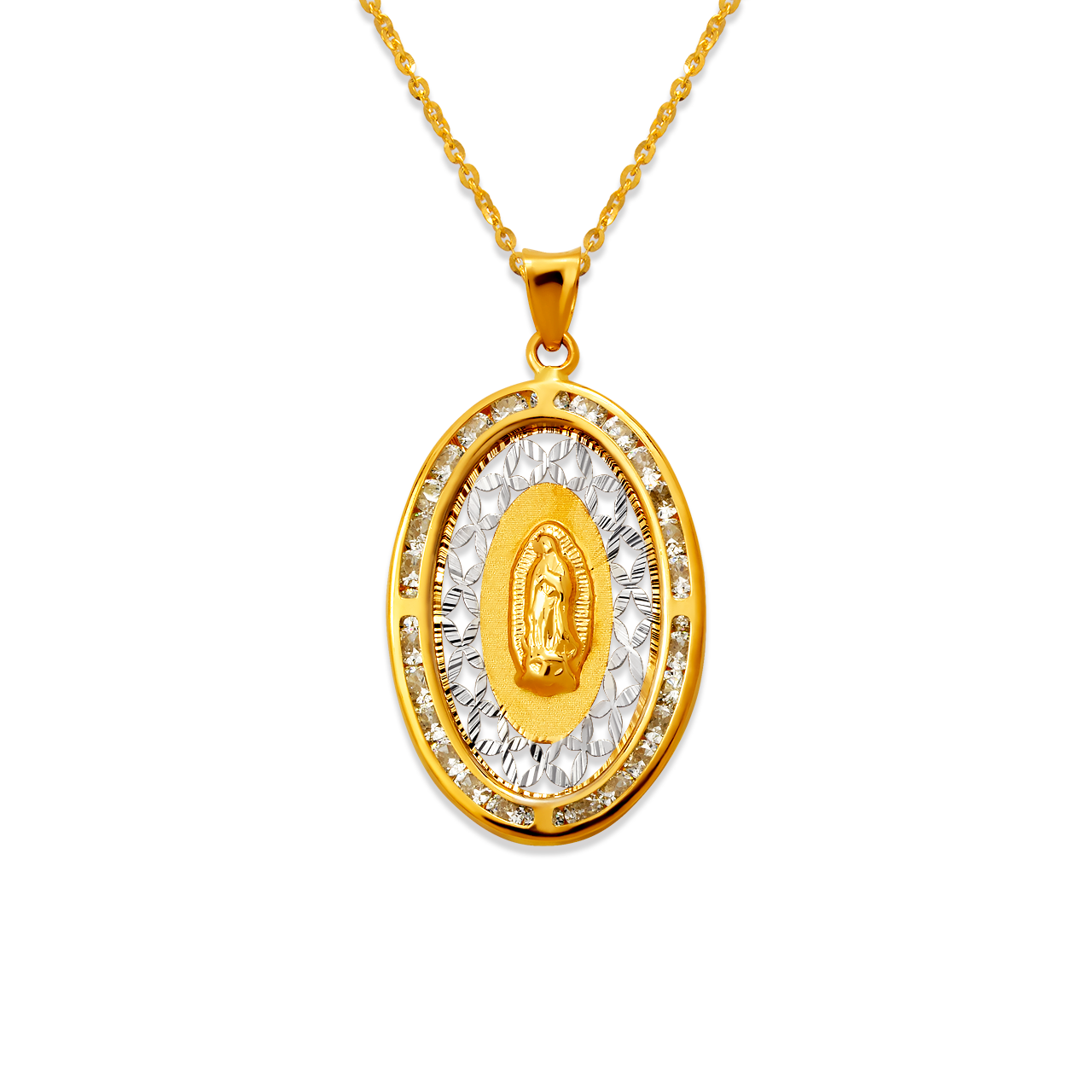 Two Tone Guadalupe CZ Pendant