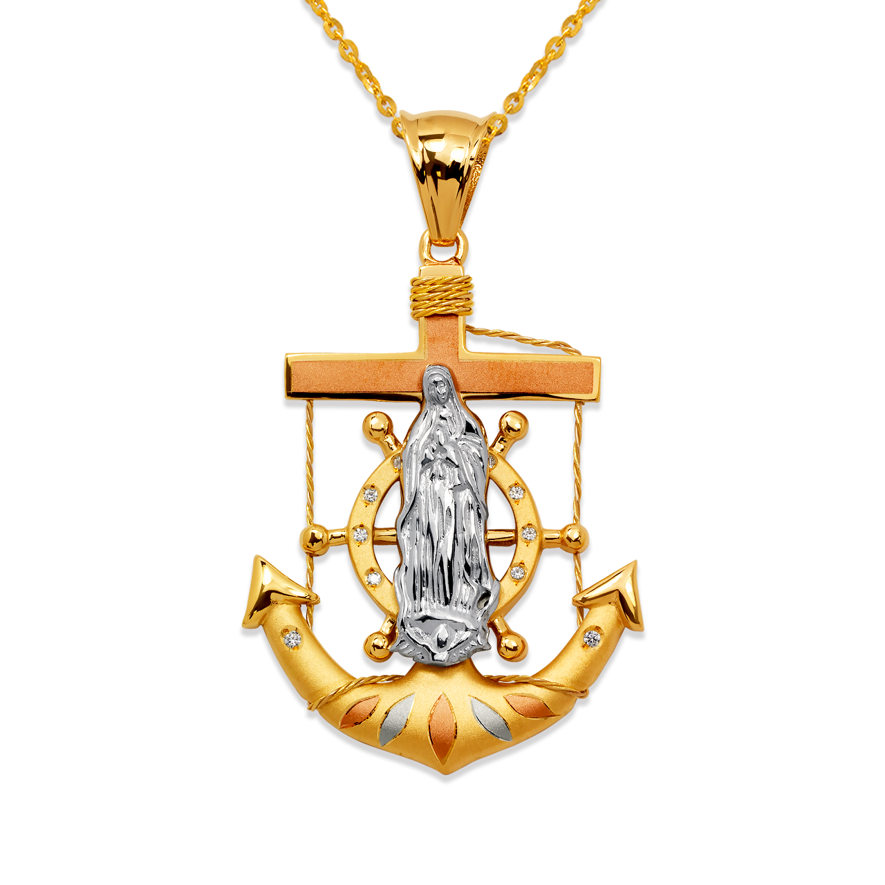 Fancy Guadalupe Anchor CZ Pendant