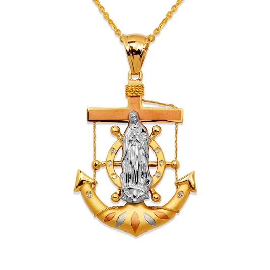 Fancy Guadalupe Anchor CZ Pendant