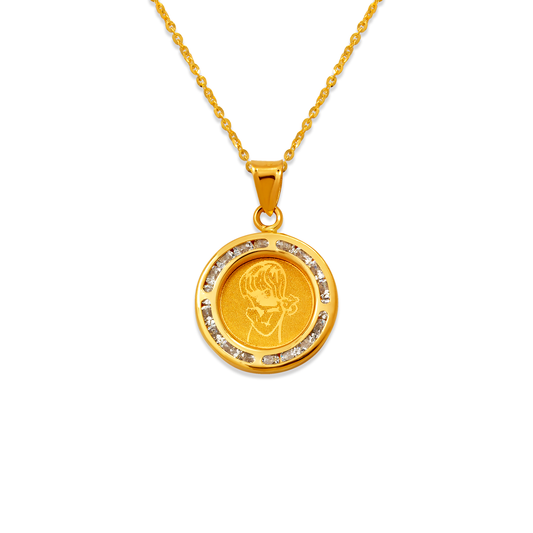 Round Boy Communion CZ Pendant