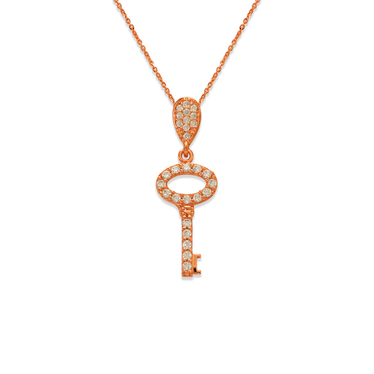 Fancy Rose Key CZ Pendant