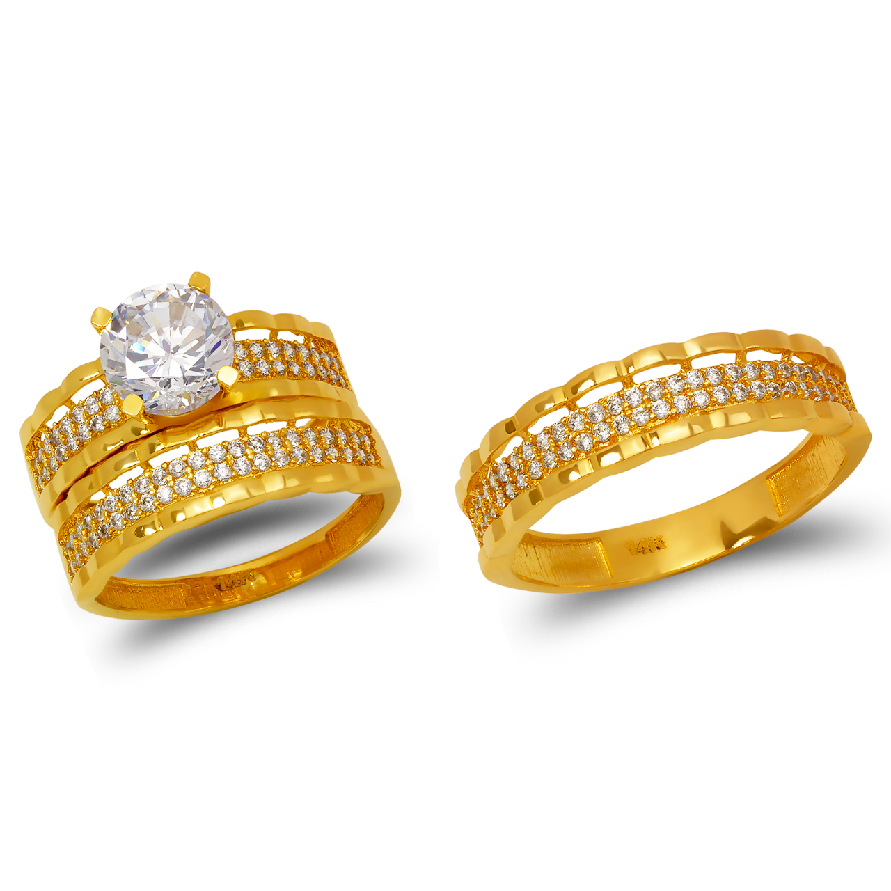 CZ Wedding Trio Ring Set