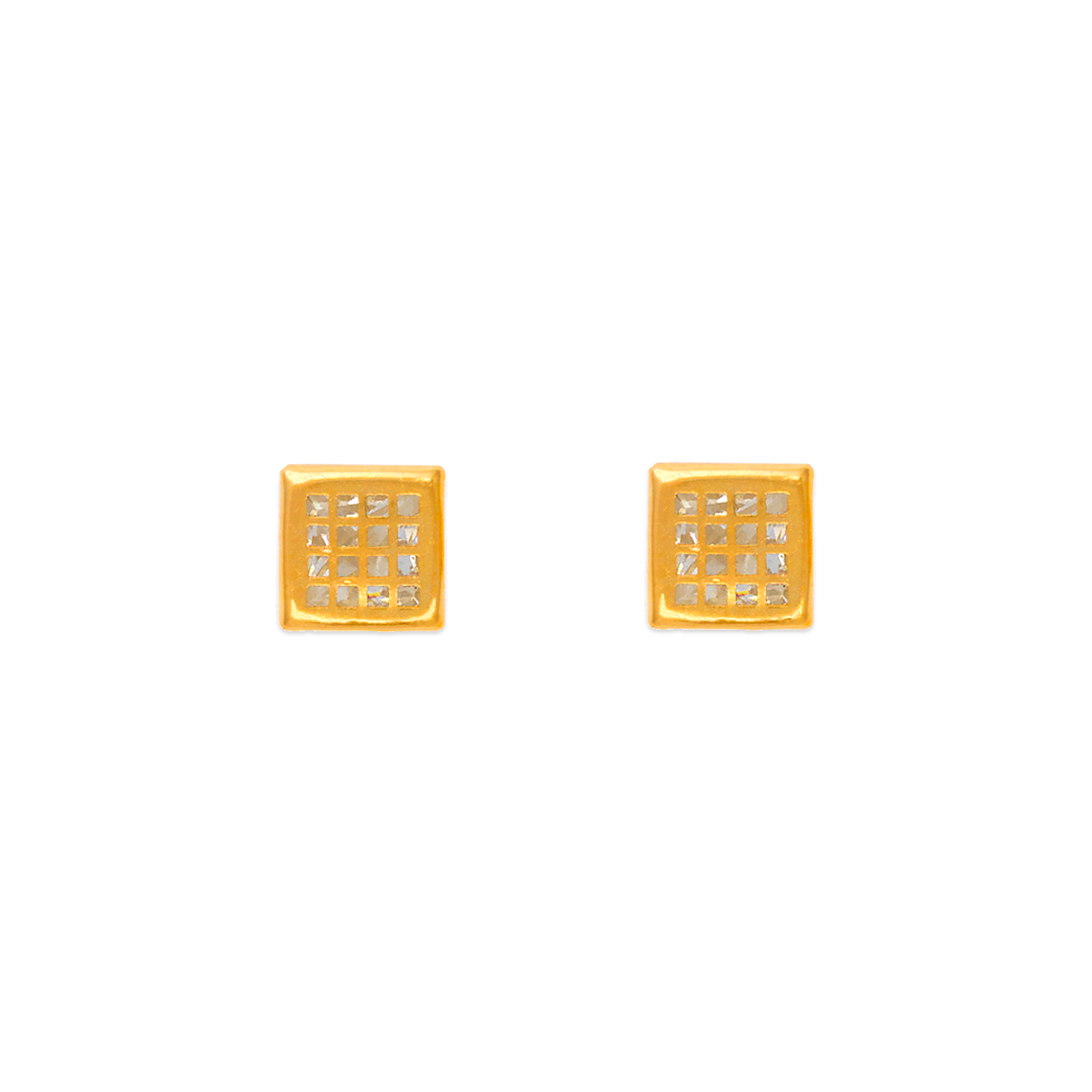 Square Tiled CZ Stud Earrings