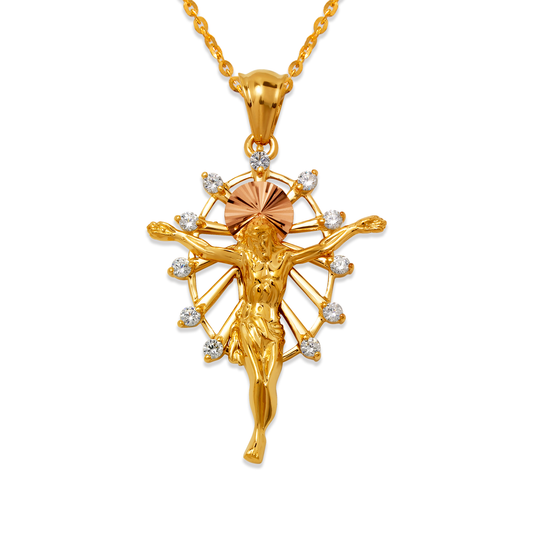 Fancy Jesus CZ Pendant