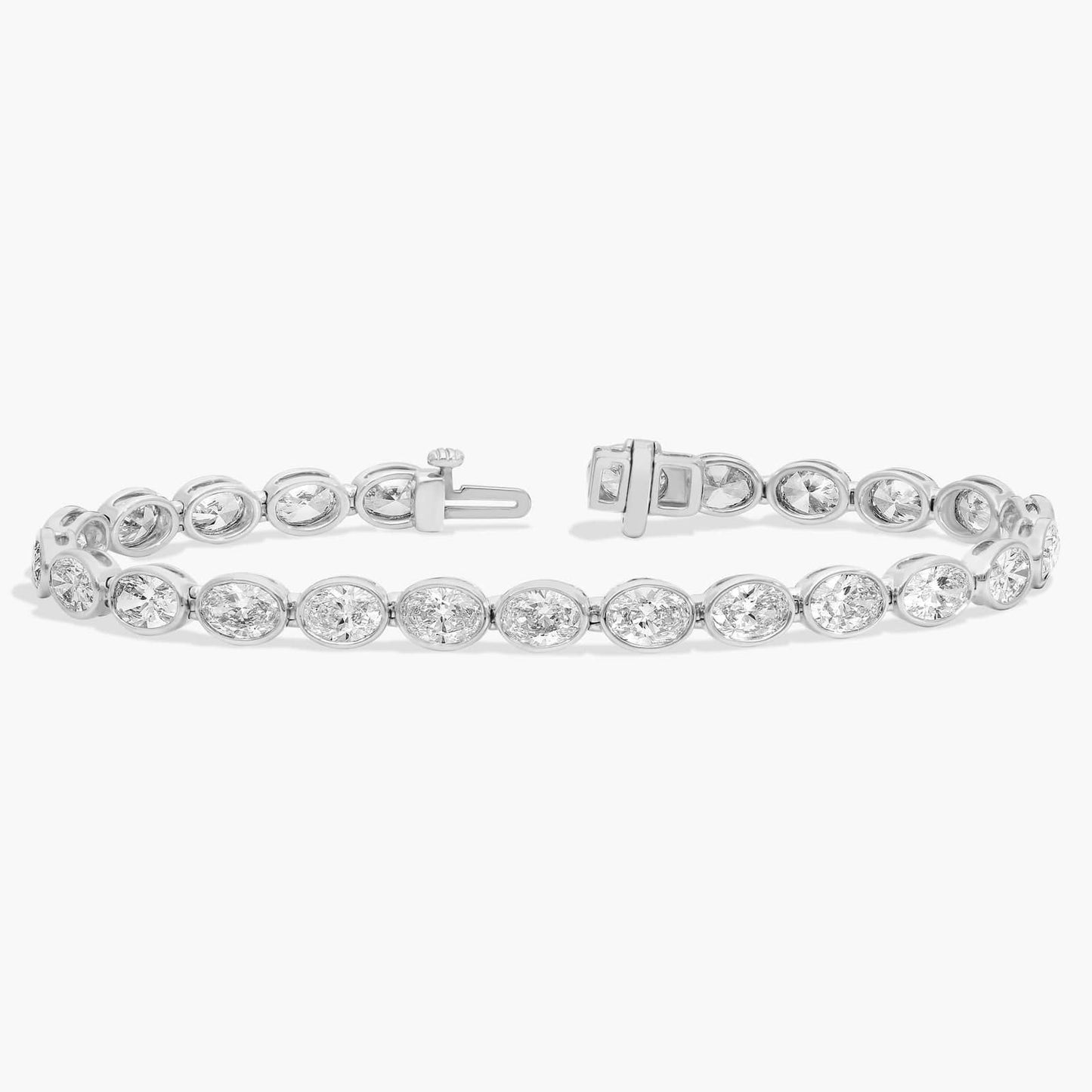 Oval Cut Diamond  E/W  Bezel Set Tennis Bracelet CHECK