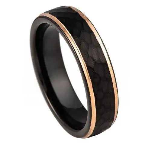 Black & Rose Gold IP Plated Hammered Center