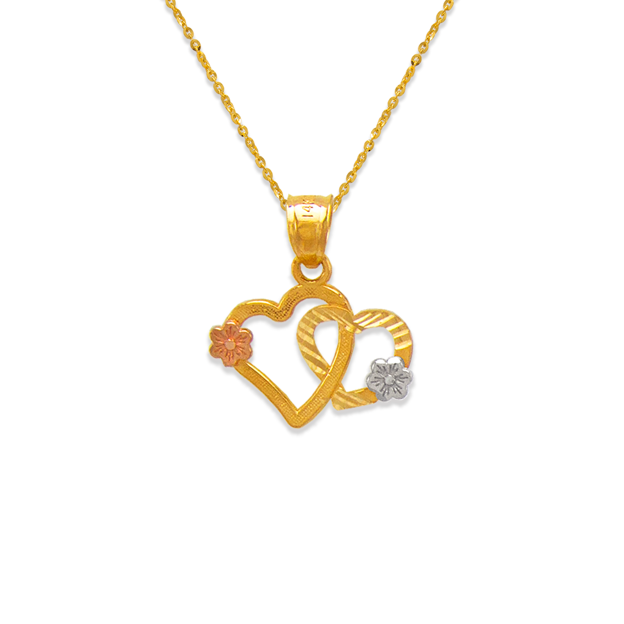 Two Hearts and Flowers Pendant