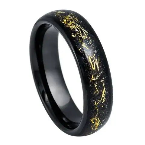 Black IP Plated with Imitation Yellow Meteorite Inlay