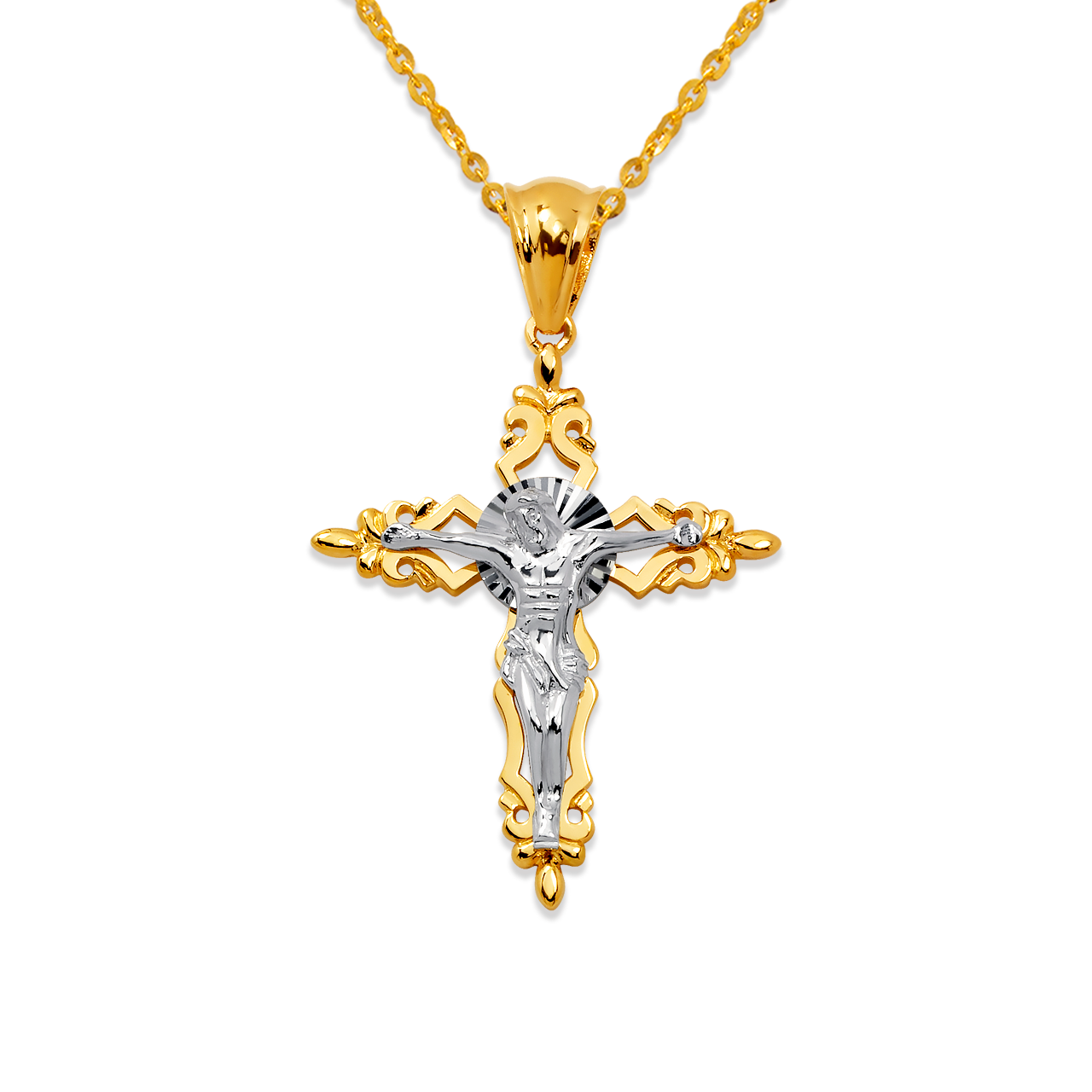 Fancy Jesus Cross CZ Pendant