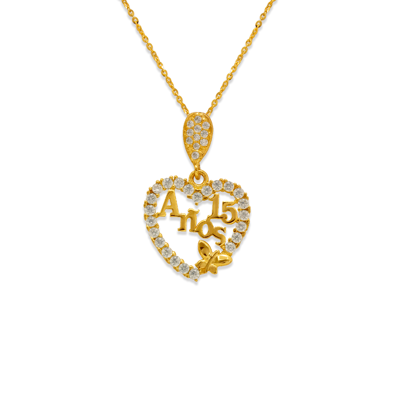 Fancy 15 Anos Heart CZ Pendant