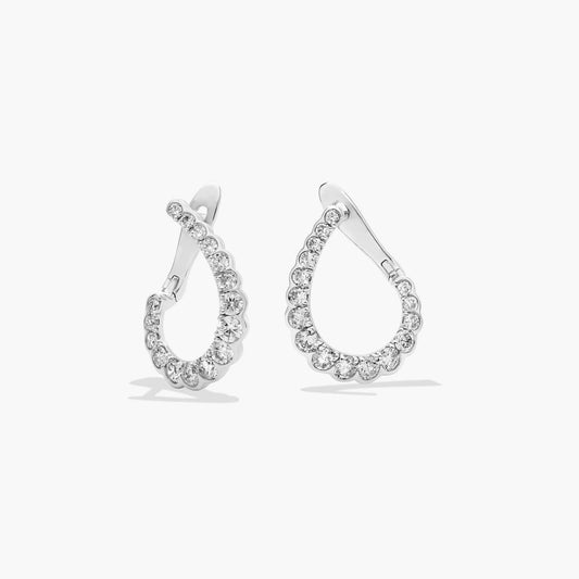 Scalloped Diamond Teardrop Front-Back Hoop Earrings CHECK