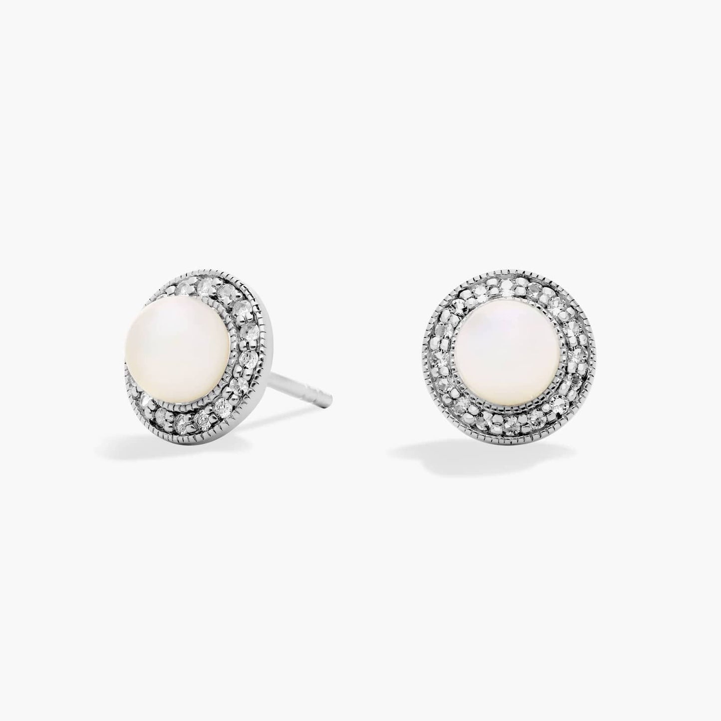 Vintage-Inspired Freshwater Cultured Pearl and White Topaz Halo Earrings