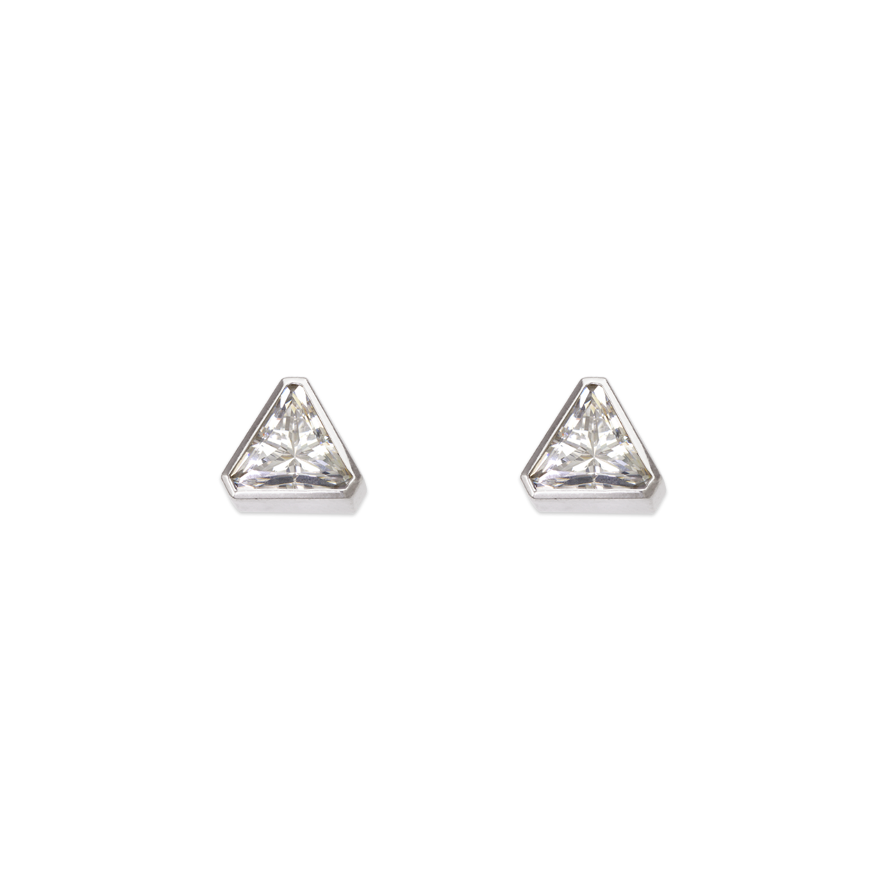 Triangle Beveled CZ Stud Earrings