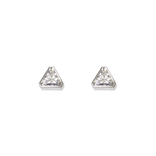 Triangle Beveled CZ Stud Earrings