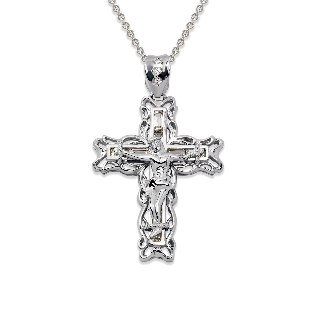 Fancy Jesus Cross CZ Pendant