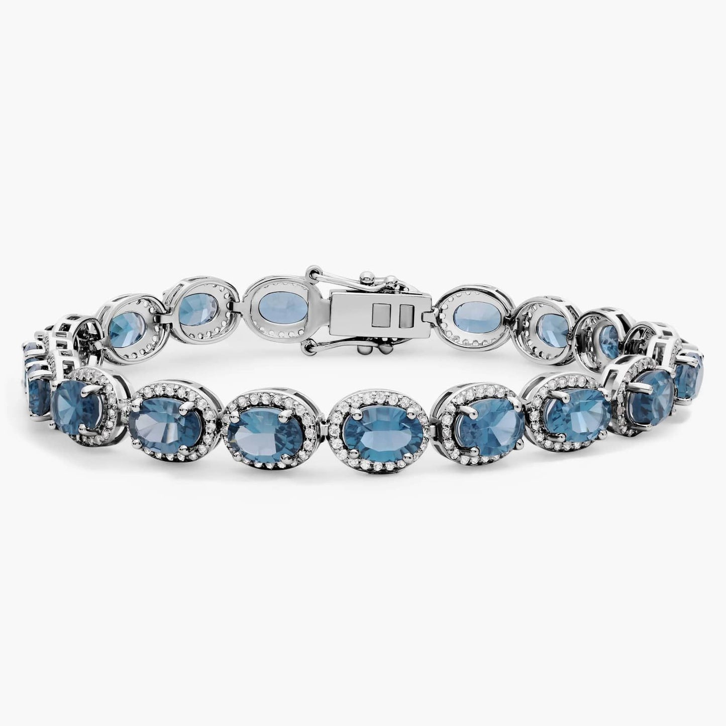 London Blue Topaz and White Topaz Halo Bracelet