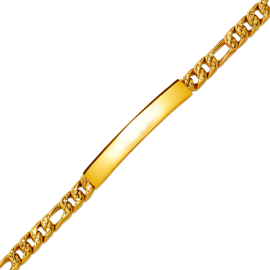 Hollow Figaro Yellow Pave ID Bracelet