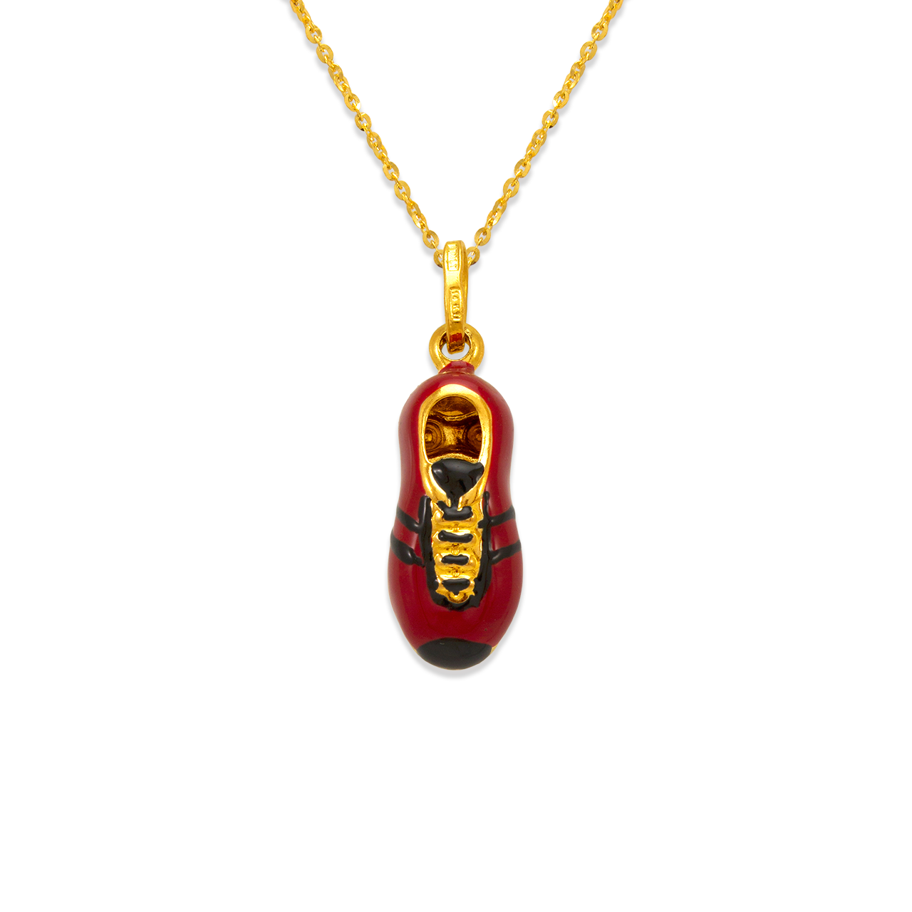 Red/Black Soccer Shoe Enamel Charm Pendant