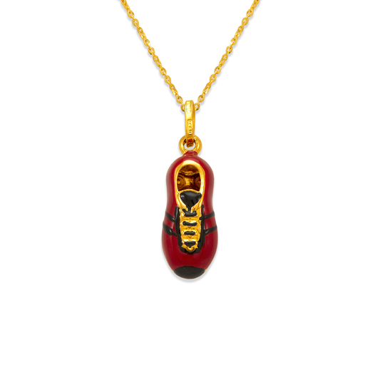 Red/Black Soccer Shoe Enamel Charm Pendant