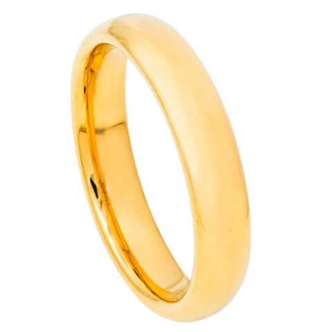 Tungsten Ring Yellow Gold IP Plated High Polished Domed Classic Style