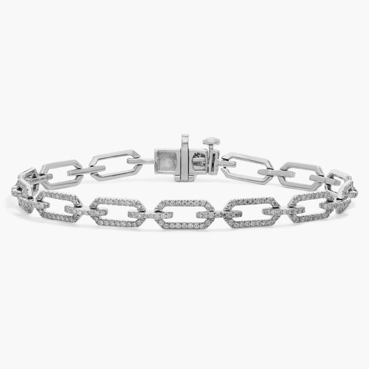 Pavé Diamond Paperclip Link Bracelet