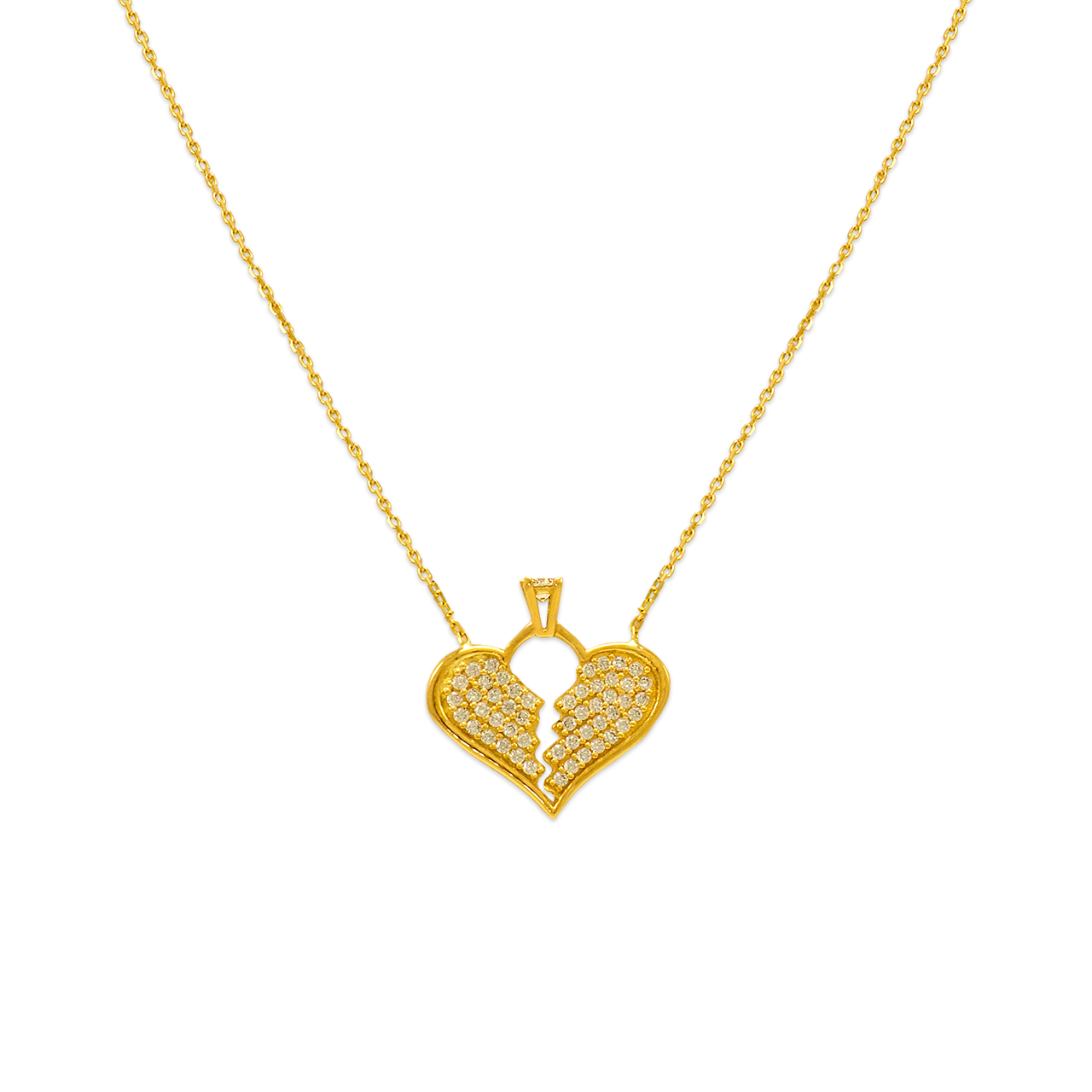 Fancy Heart with Solitaire CZ Necklace