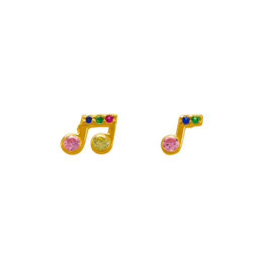 Rainbow Music Notes Stud Earrings