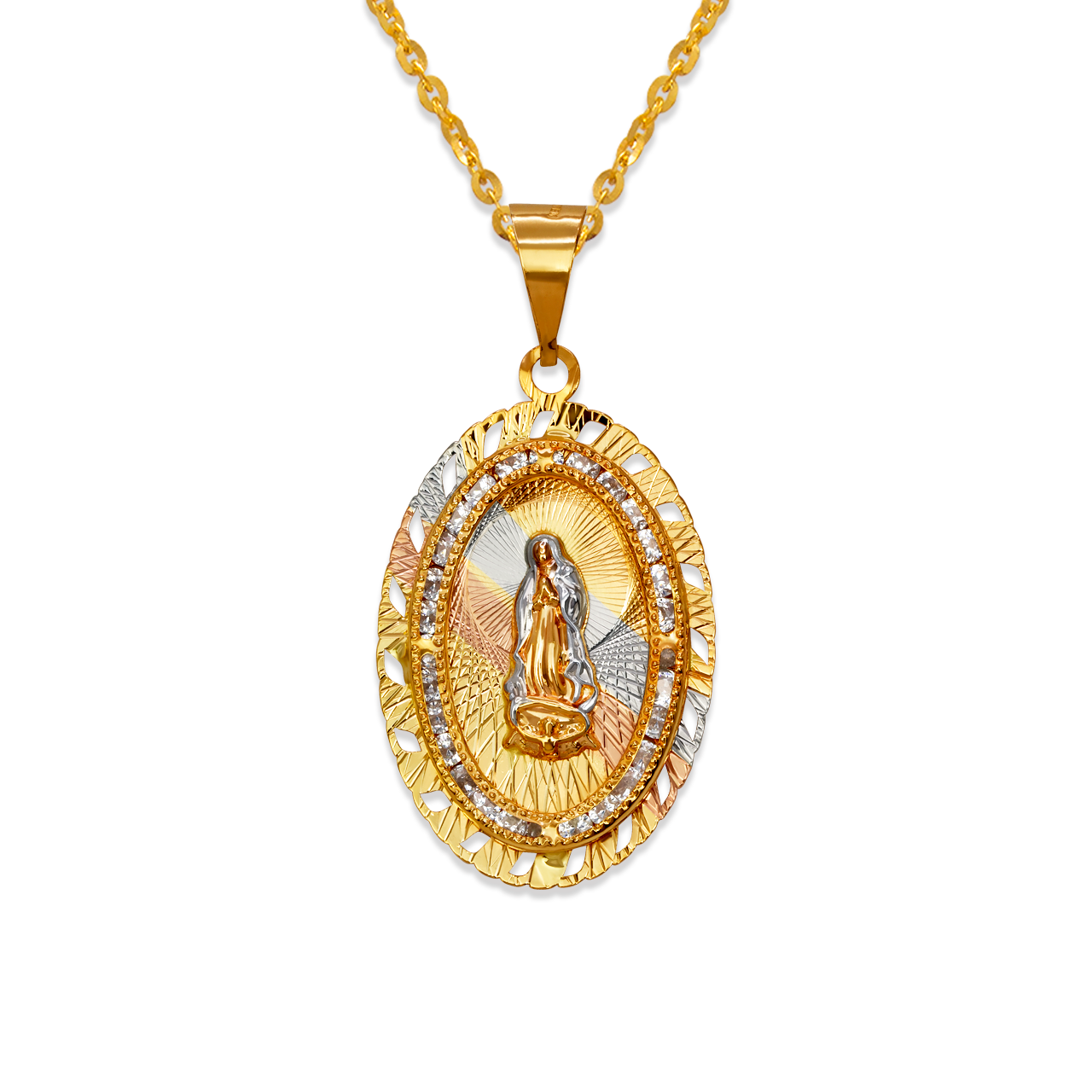 Oval Guadalupe CZ Pendant