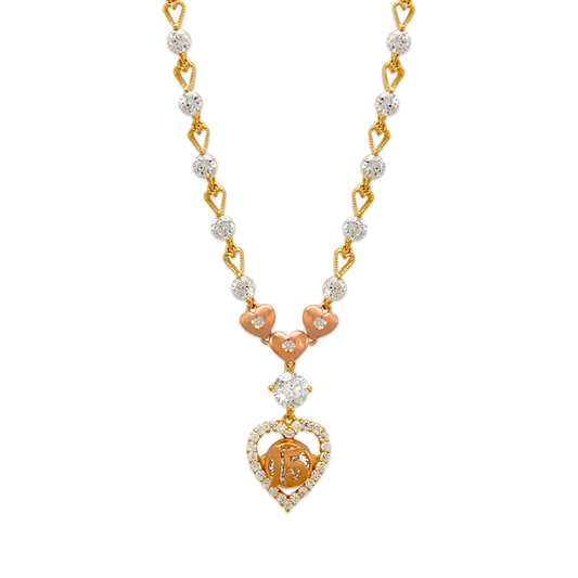 Fancy 15 Anos Heart CZ Necklace