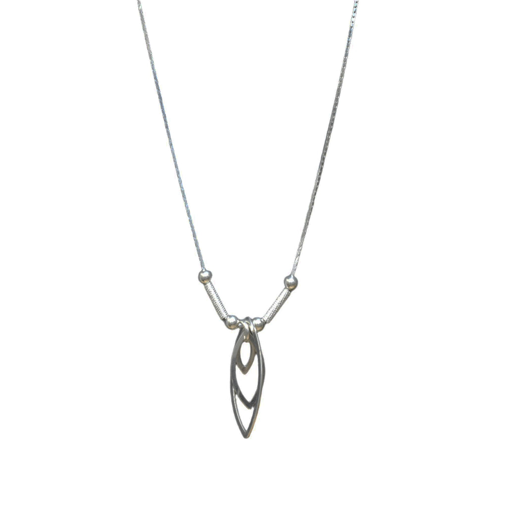 925 Sterling Silver Ascending Almond Drop Necklace