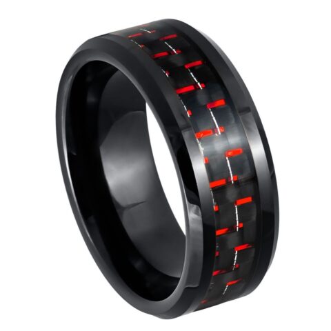 Black IP Plated with Red & Black Carbon Fiber Inlay