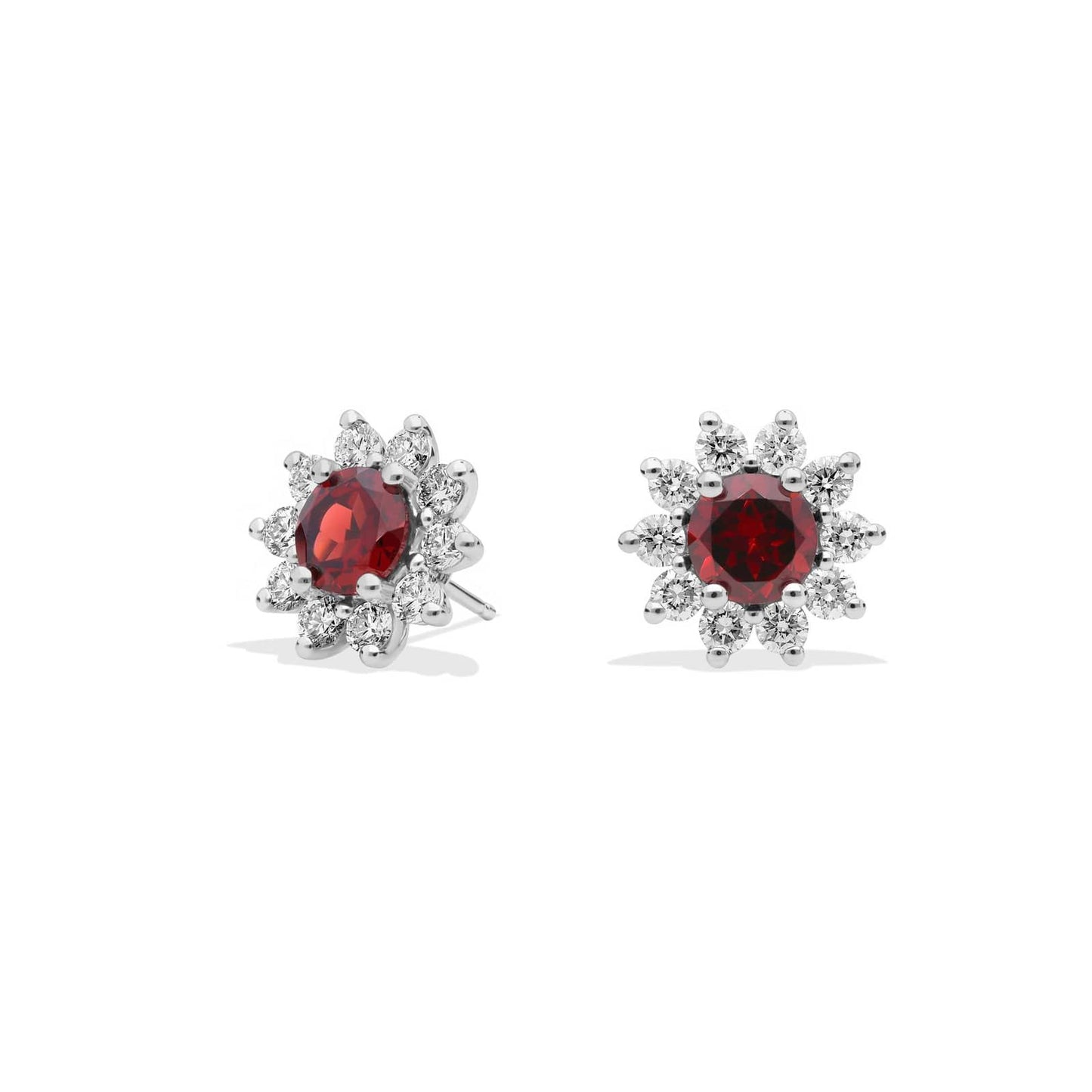 Round Gemstone and Diamond Stud Earrings CHECK